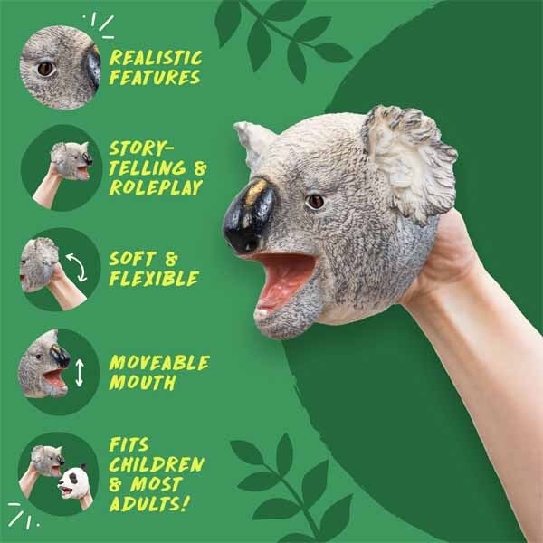 Wild Thingz grey koala hand puppet, imported from the UK