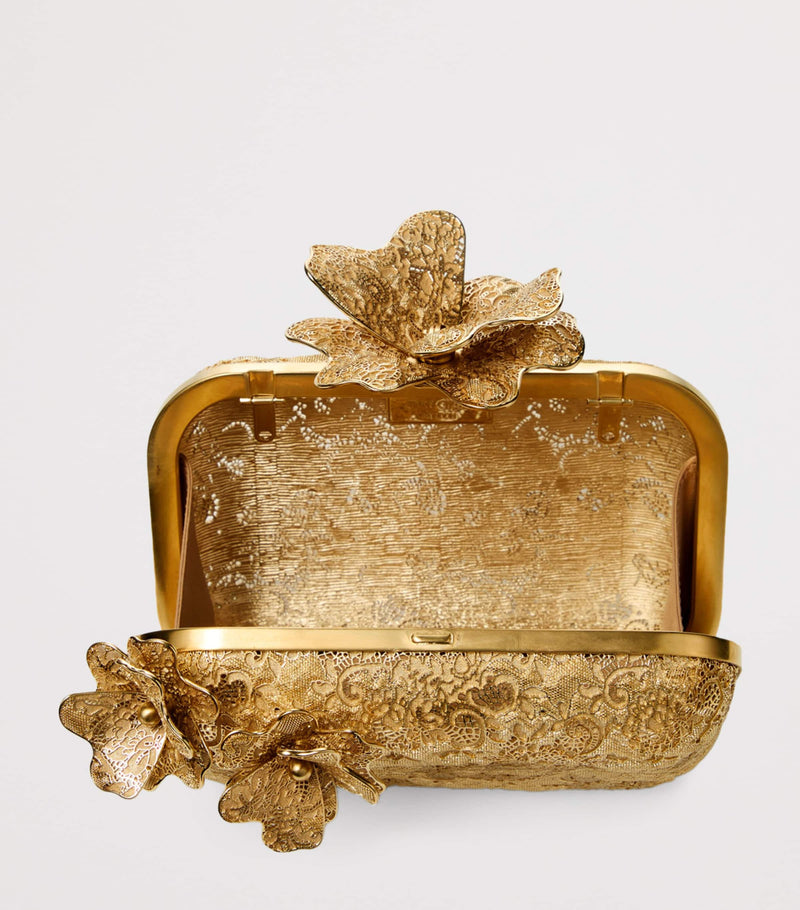 Jimmy Choo Cloud clutch bag in gold-tone metal lace, UK version