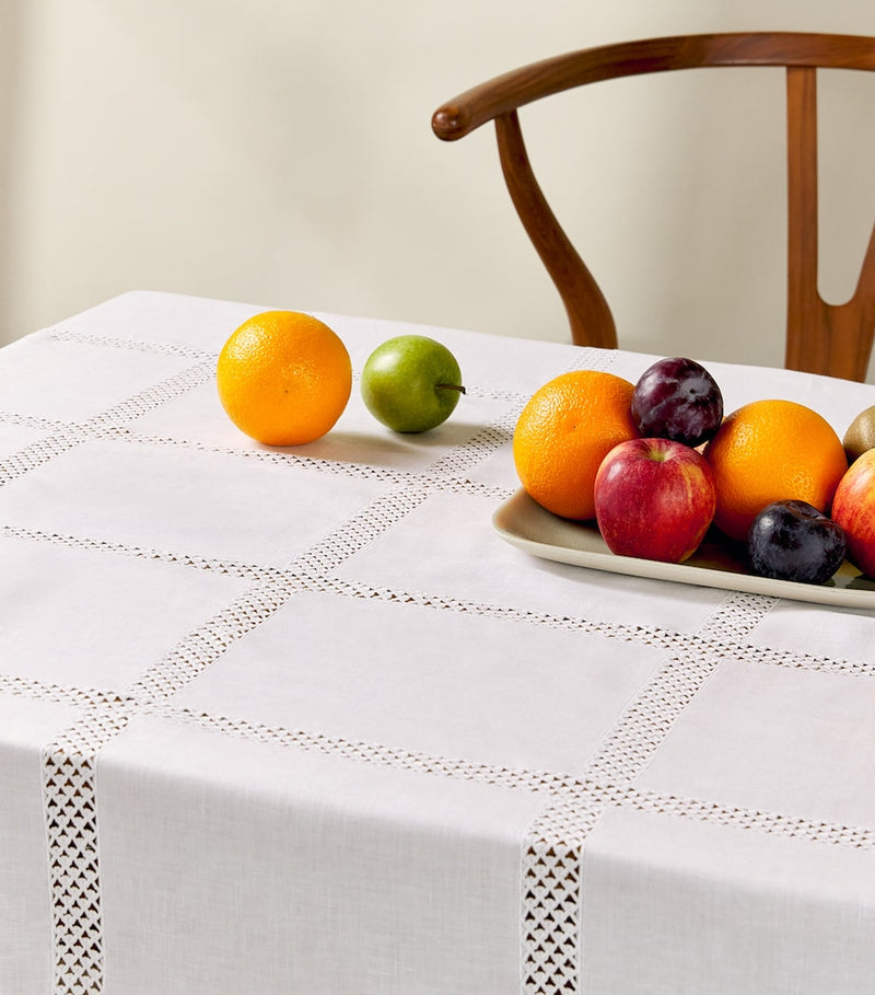 Dea Linen Embroidered Liri Tablecloth 170cm x 270cm - British product
