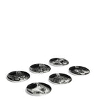 Fornasetti set of 6 porcelain trinket trays with feline figures, 10cm diameter - British product