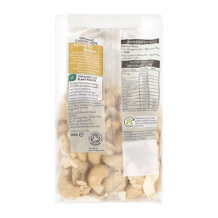 Holland & Barrett Organic Cashew Nuts 200g GOODS Holland&Barrett   