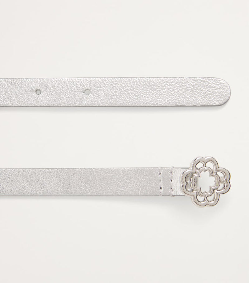 Maje metallic leather belt with clover buckle - British product
