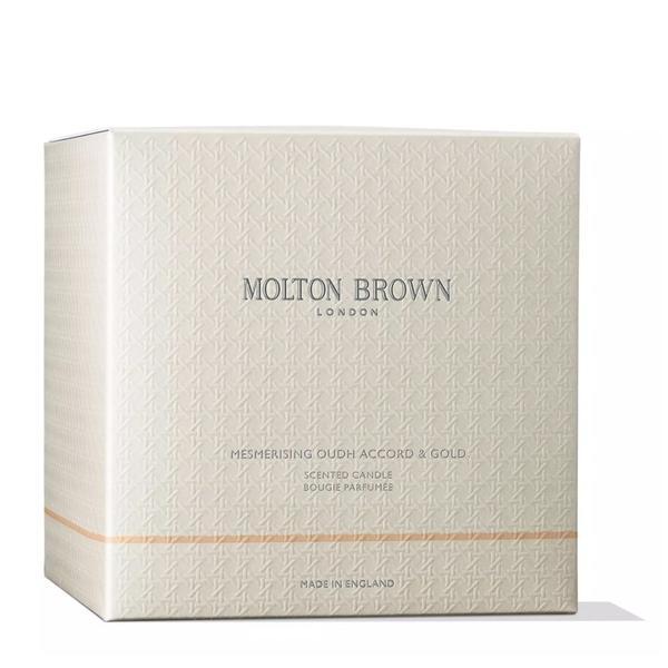 Molton Brown Oudh Candle with triple wick, imported from the UK