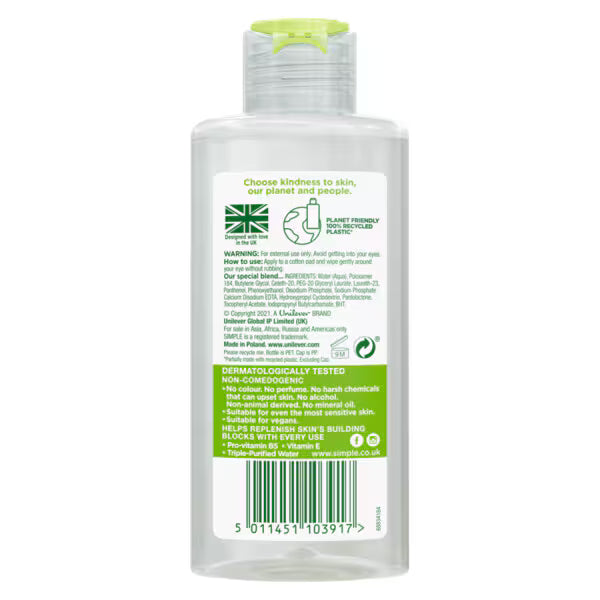 Simple Kind to Skin Eye Make-Up Remover 125ml (British brand)