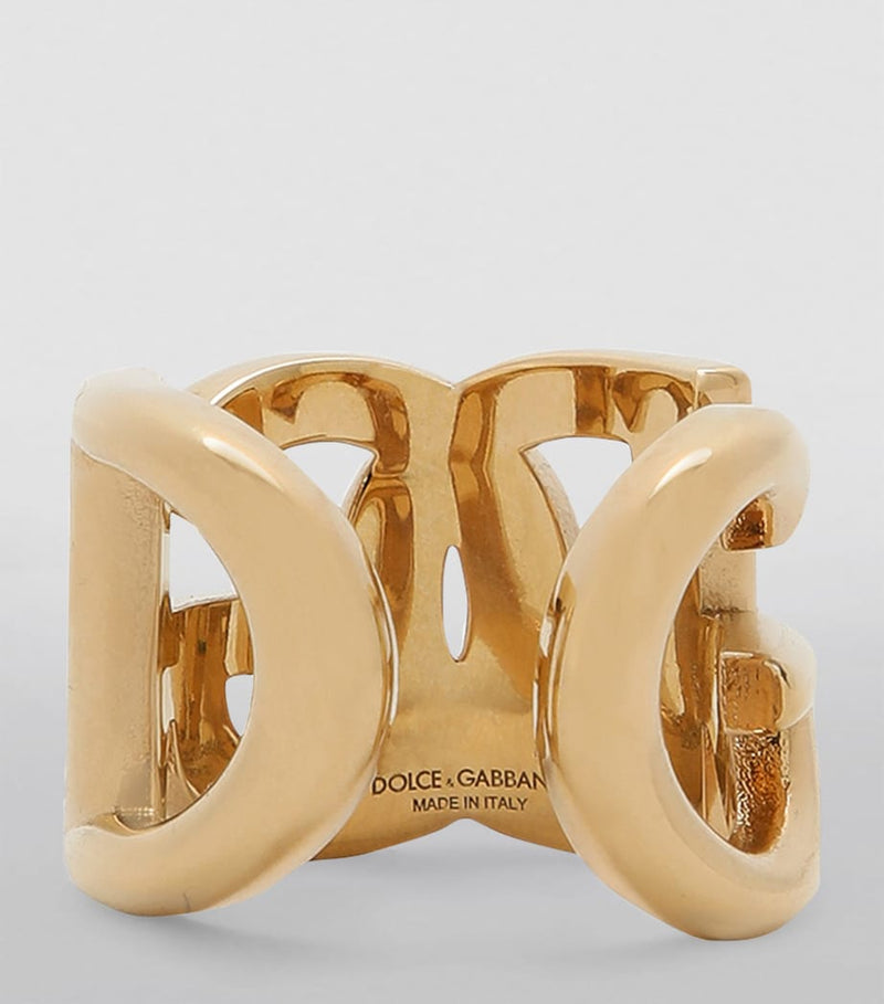 Dolce&Gabbana interlocking logo ring in brass, UK version