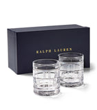 Ralph Lauren Hudson Plaid old-fashioned glasses set of two, imported from the UK