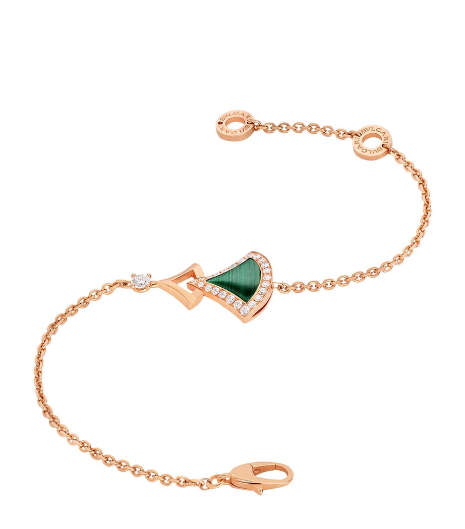 Bvlgari rose gold diamond malachite bracelet 17-19cm, imported from the UK