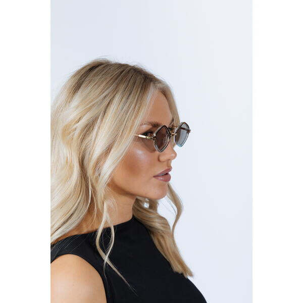 SVNX diamond shape sunglasses brown blue gold frame one size, UK version