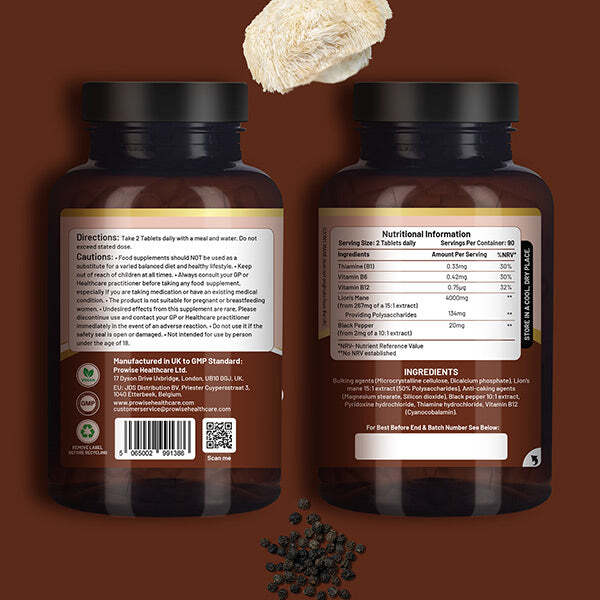 Prowise Lion's Mane supplement 4000mg 180 tablets - British product
