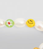 Nialaya smiley face beaded bracelet with pearls, imported from the UK