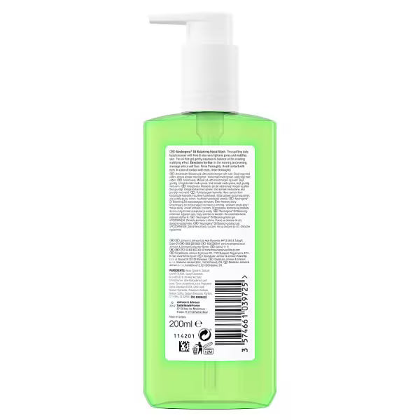 Neutrogena Oil Balancing Facial Wash Lime Aloe 200ml, imported from the UK