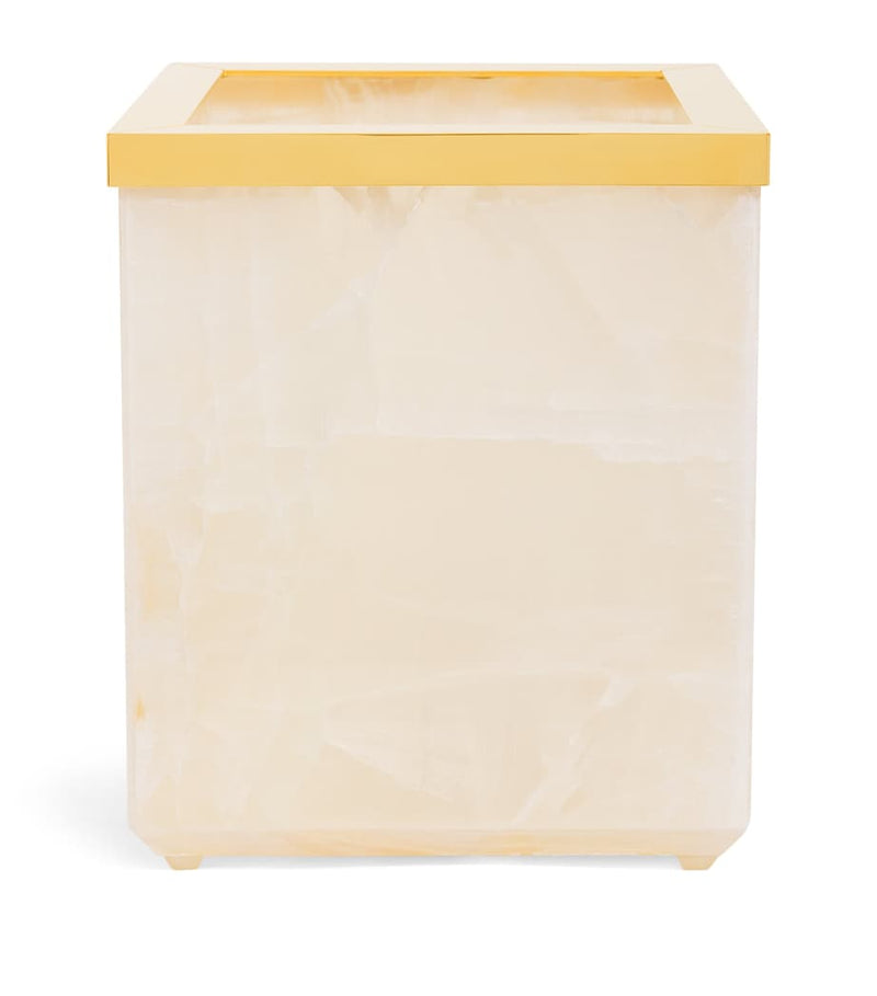 Zodiac Onyx bathroom bin with gold hardware - British product