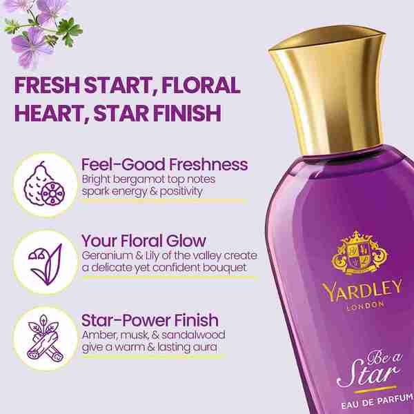 Yardley Be A Star Eau de Parfum 30ml, imported from the UK