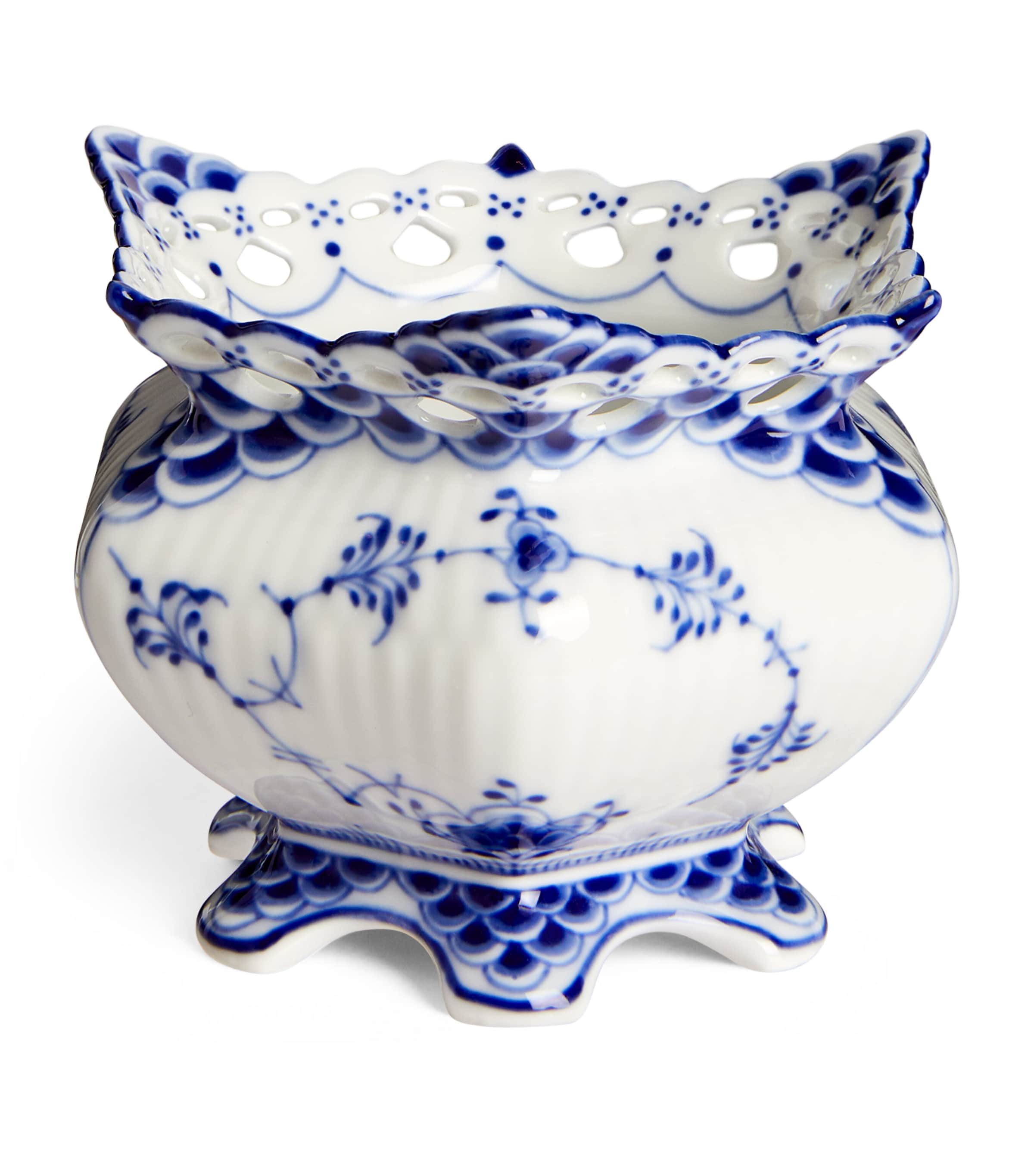 Royal Copenhagen Blue Fluted Full Lace sugar bowl 9cm, imported from the UK