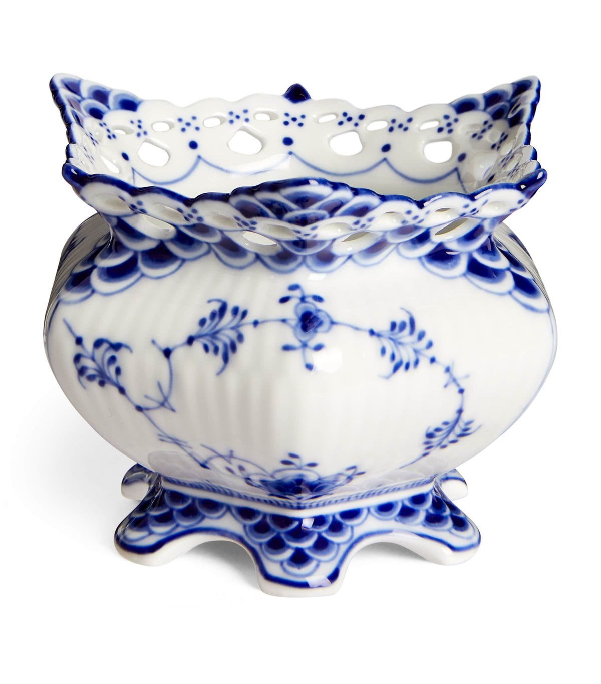 Royal Copenhagen Blue Fluted Full Lace sugar bowl 9cm, imported from the UK