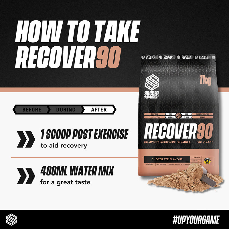 Soccer Supplement Recover90 chocolate recovery protein powder 14 servings - British product