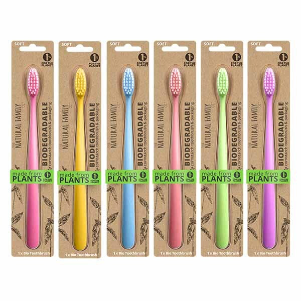 NFco Biodegradable Toothbrush Single Neon (Assorted Colours)