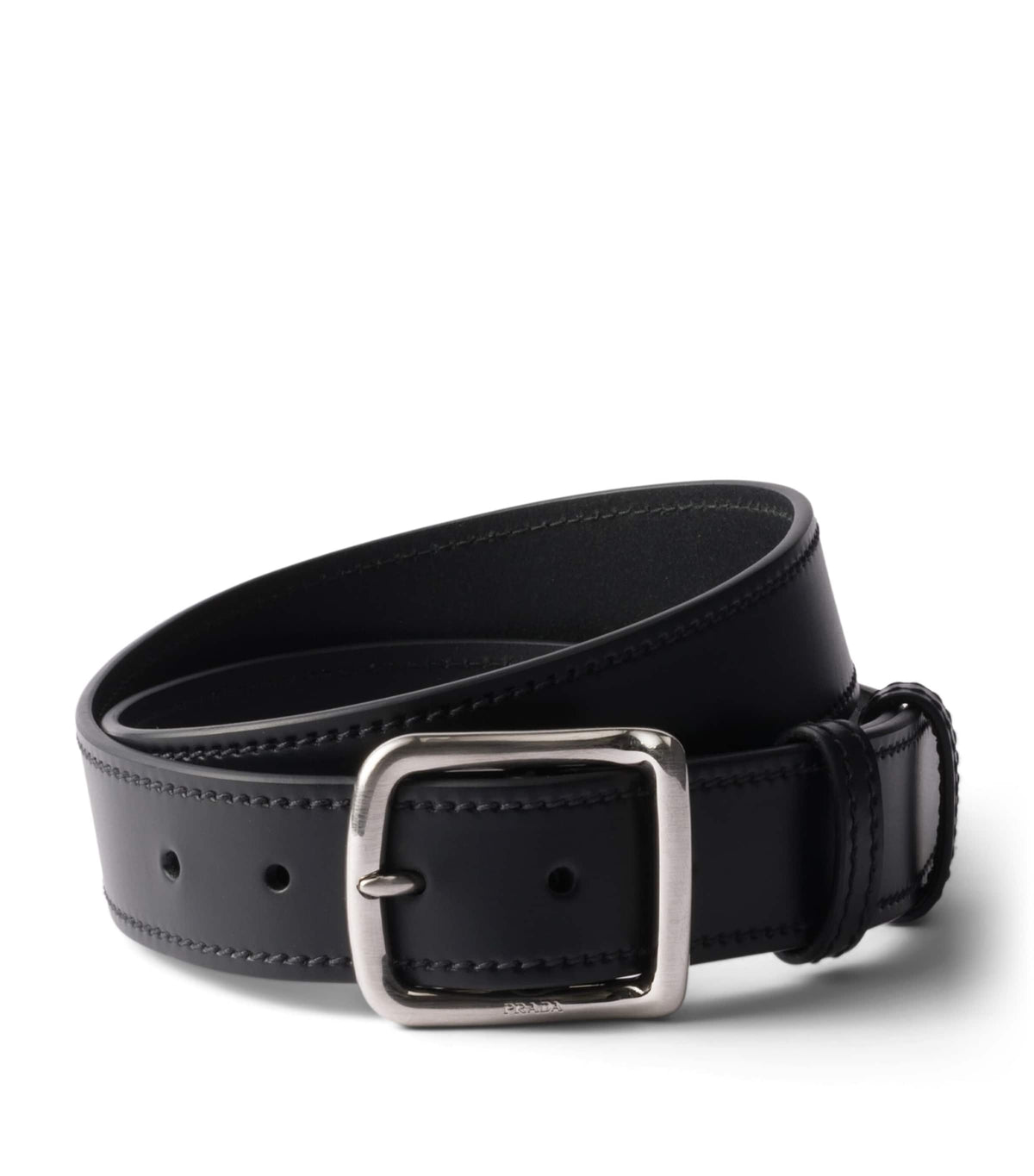 Prada leather belt with logo buckle, UK version