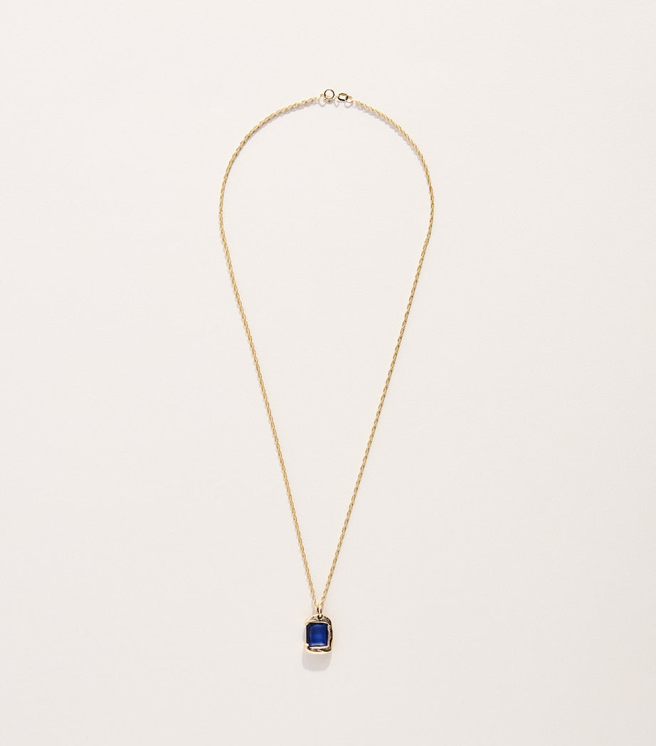 Bleue Burnham yellow gold sapphire pendant necklace, imported from the UK