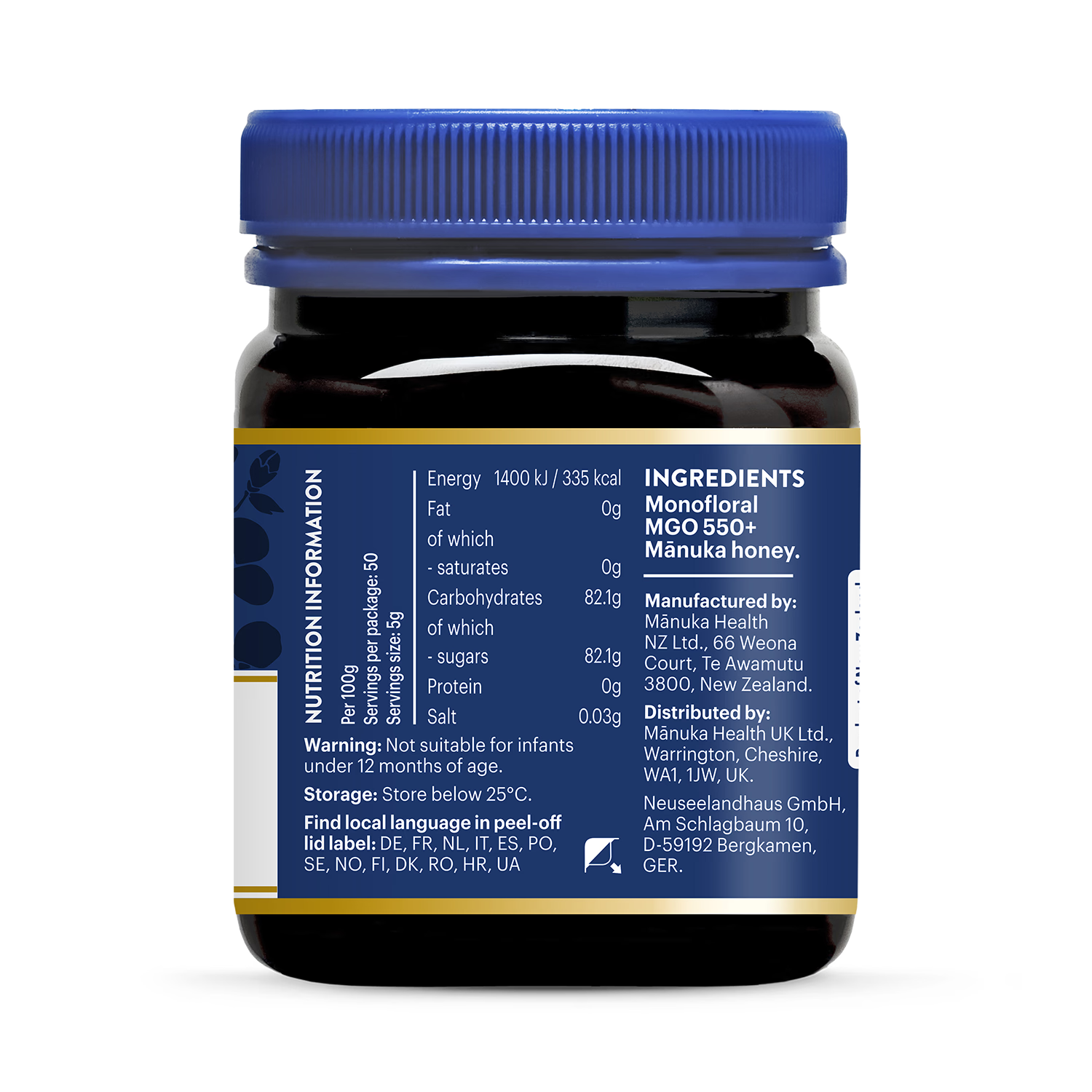 Manuka Health MGO 550+ honey 250g (British brand)