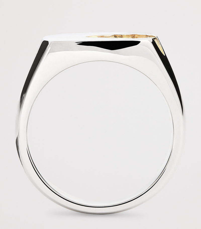 Tom Wood sterling silver and tourmaline mined signet ring (British brand)
