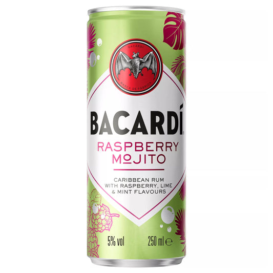 Bacardi Raspberry Mojito Premix Rum Cocktail 25cl GOODS Sainsburys   
