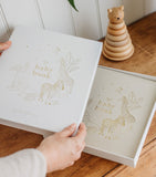 Blush and Gold safari baby memory book - British product