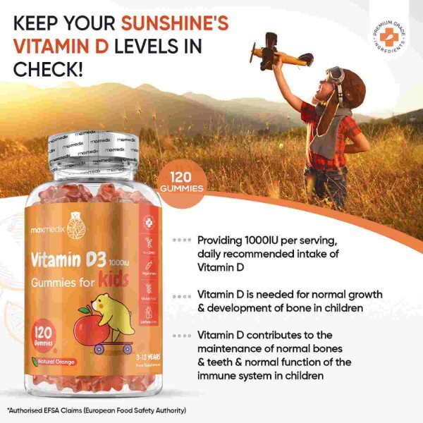 Maxmedix Vitamin D Gummies Kids 1000IU 120 gummies - British product