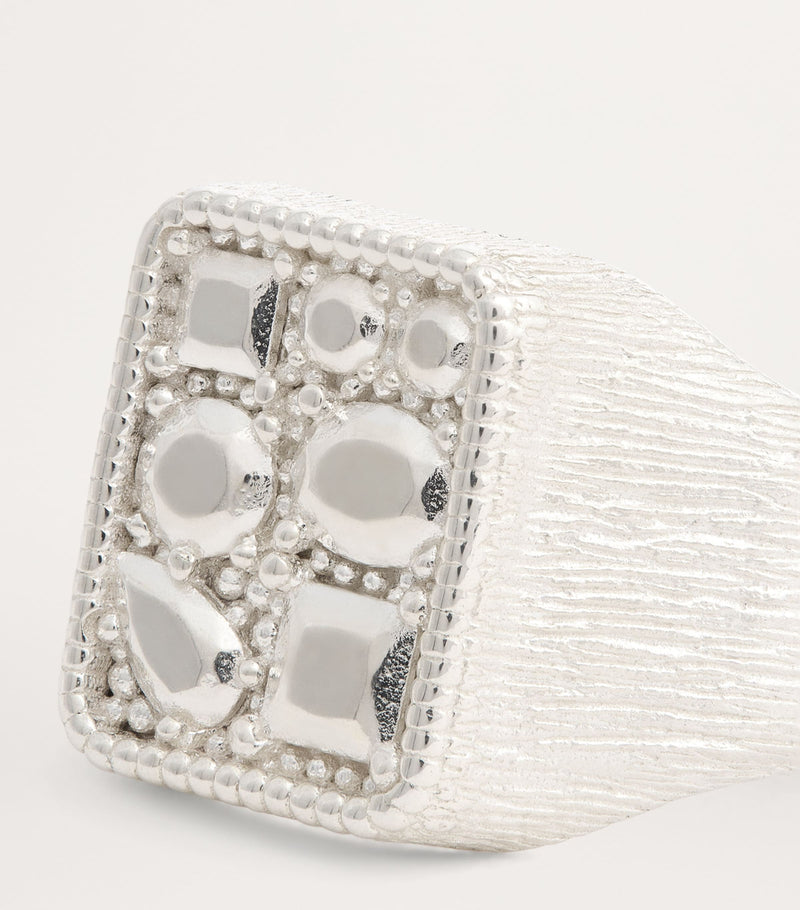 Bleue Burnham Cottage Garden signet ring sterling silver, imported from the UK