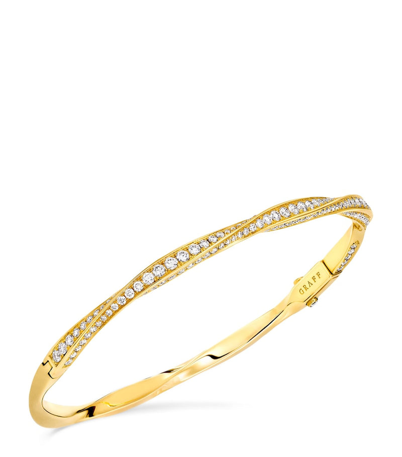 Graff yellow gold diamond spiral bangle, UK version