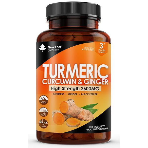 Turmeric Tablets 2600mg Ginger & Black Pepper 180 Capsules