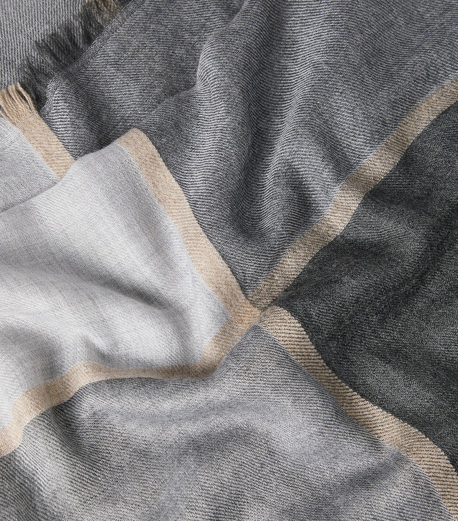 Brunello Cucinelli colour-block cashmere-silk scarf 75cm x 180cm (British brand)