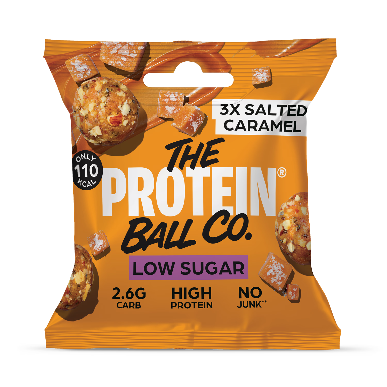 Ballsy salted caramel low sugar snack balls 20-pack, imported from the UK
