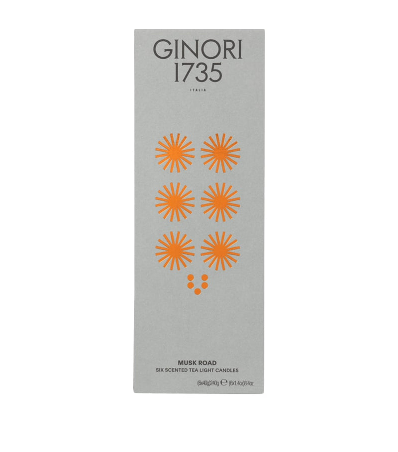 GINORI 1735 Musk Road tealight scented candles pack of 6, UK version