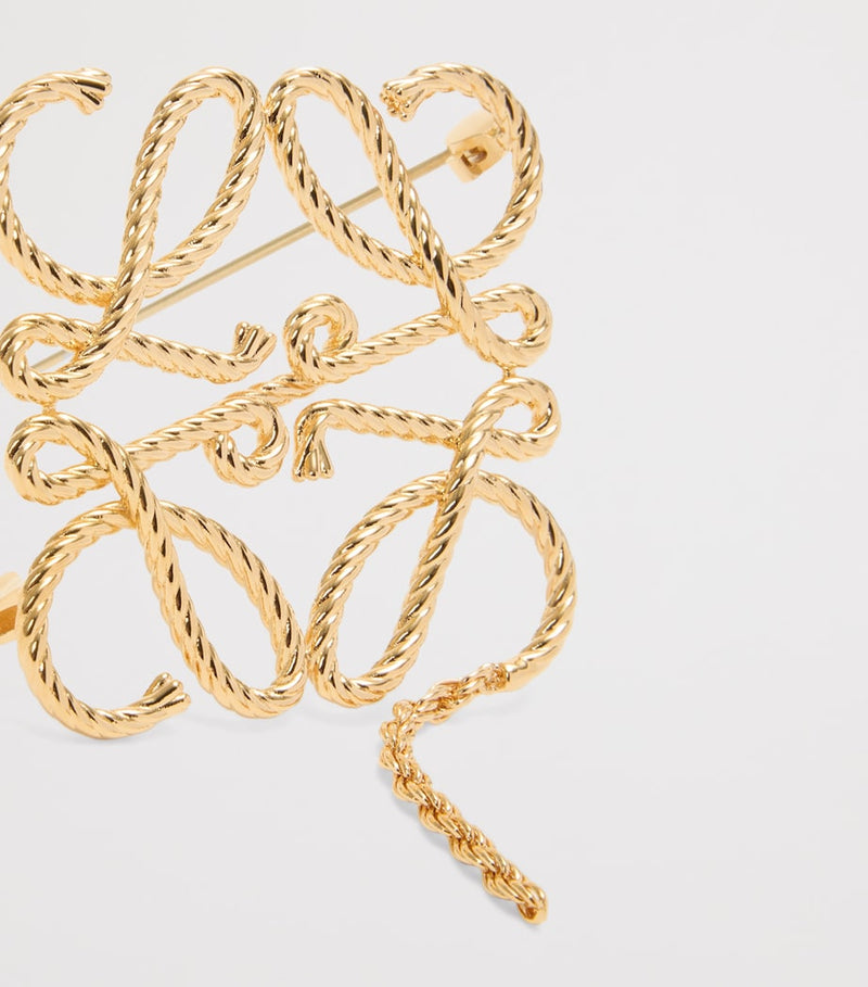 LOEWE Anagram Rope Brooch gold-tone brass, imported from the UK