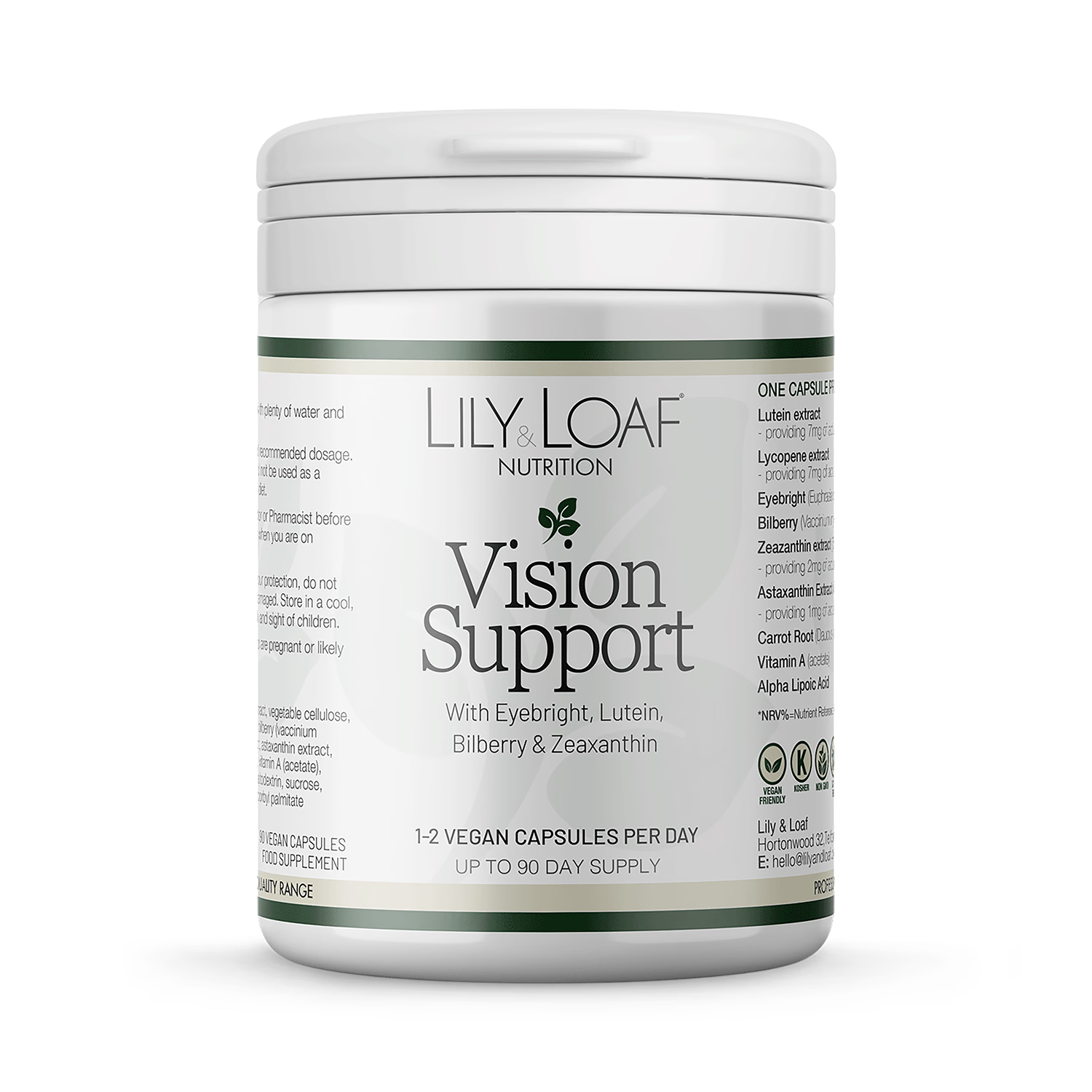Vision Support eye health supplement capsules (British brand)