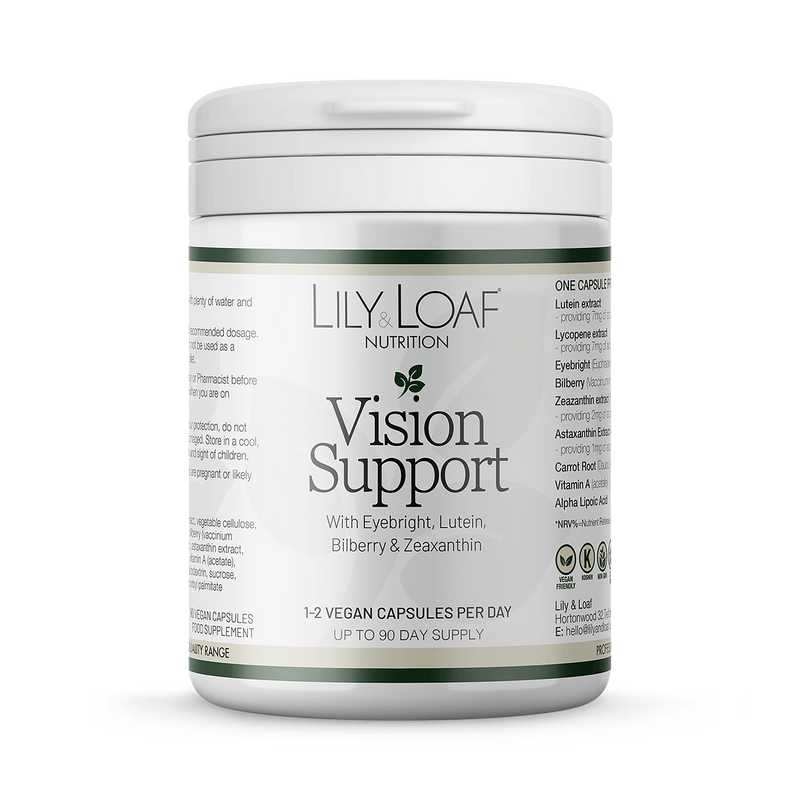 Vision Support eye health supplement capsules (British brand)
