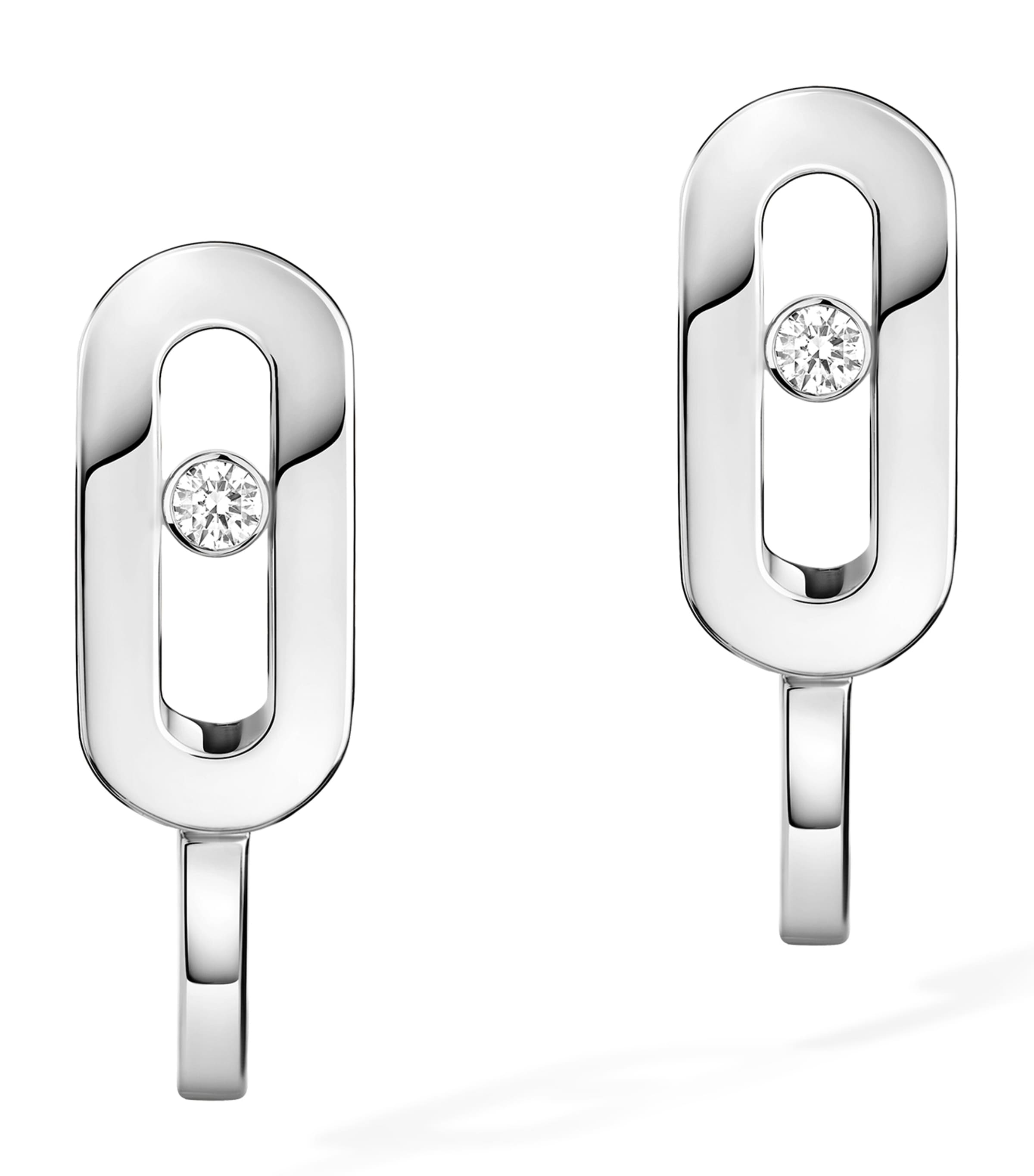Messika Move Uno white gold mini hoop earrings 0.01ct, imported from the UK