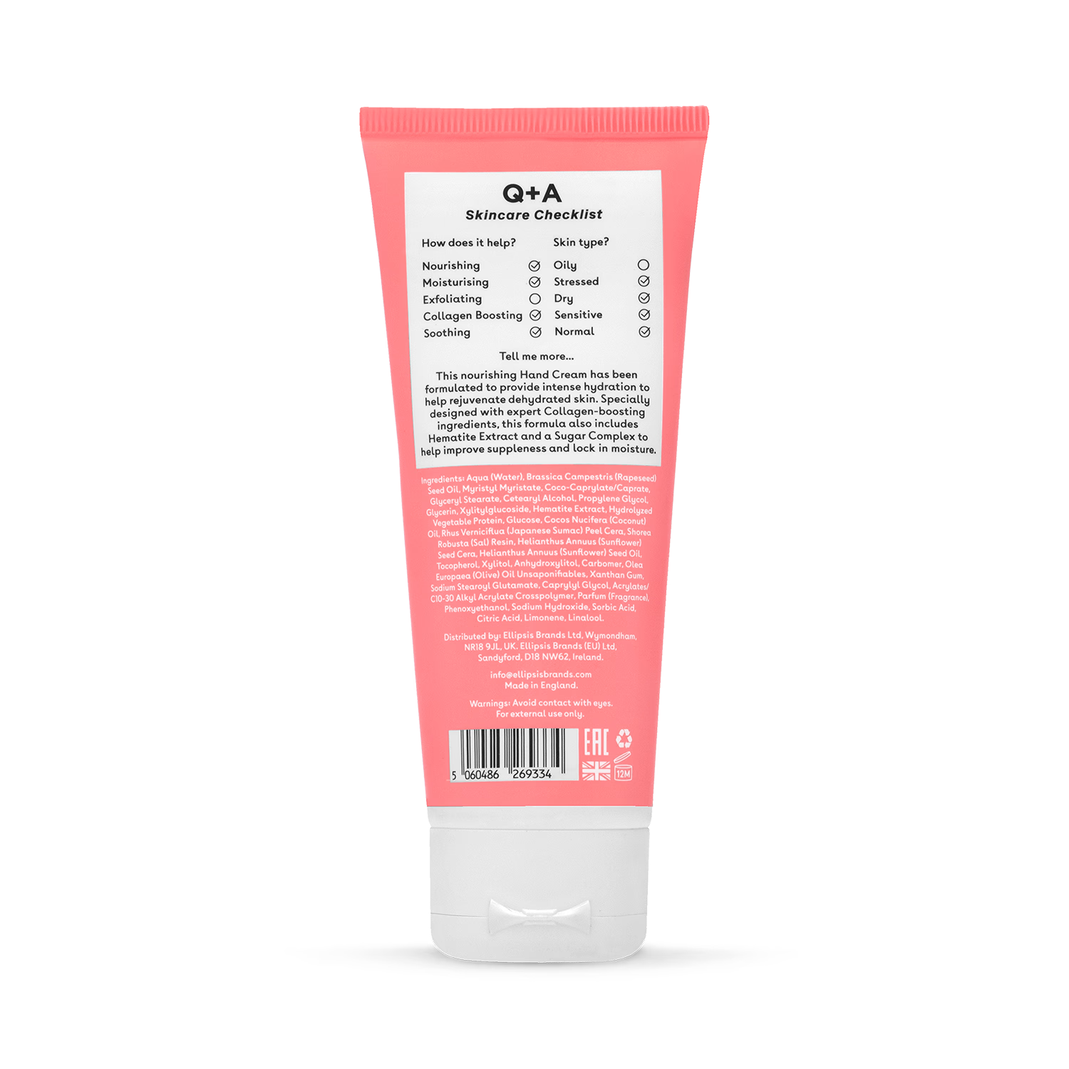Q+A Collagen Hand Cream 75ml - British product
