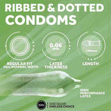 EXS ribbed dotted flared condoms 56 pack (British brand)