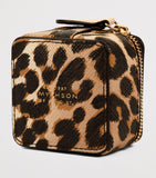 Smythson leopard print crossgrain leather trinket case, imported from the UK