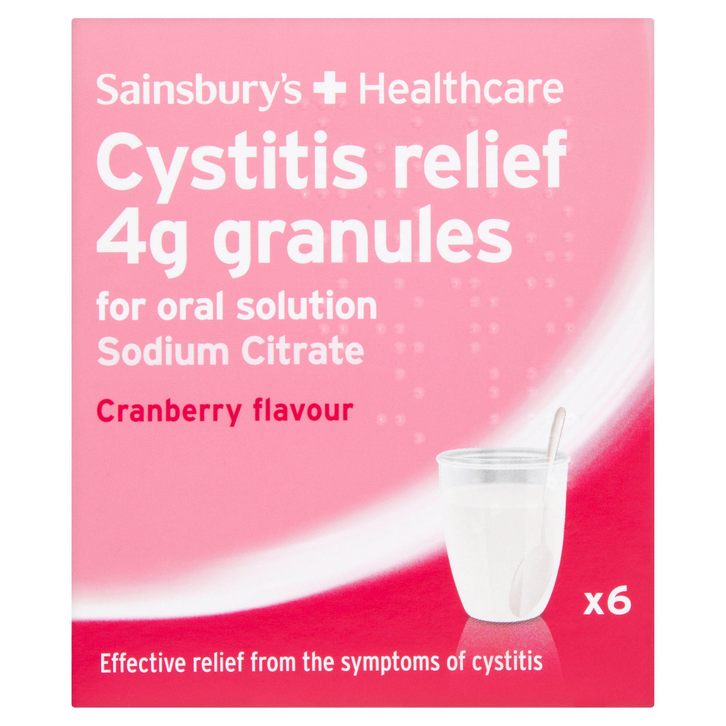 Sainsbury's + Healthcare Cystitis Relief 4g Granules for Oral Solution Cranberry Flavour x 6 women's health & pregnancy Sainsburys   