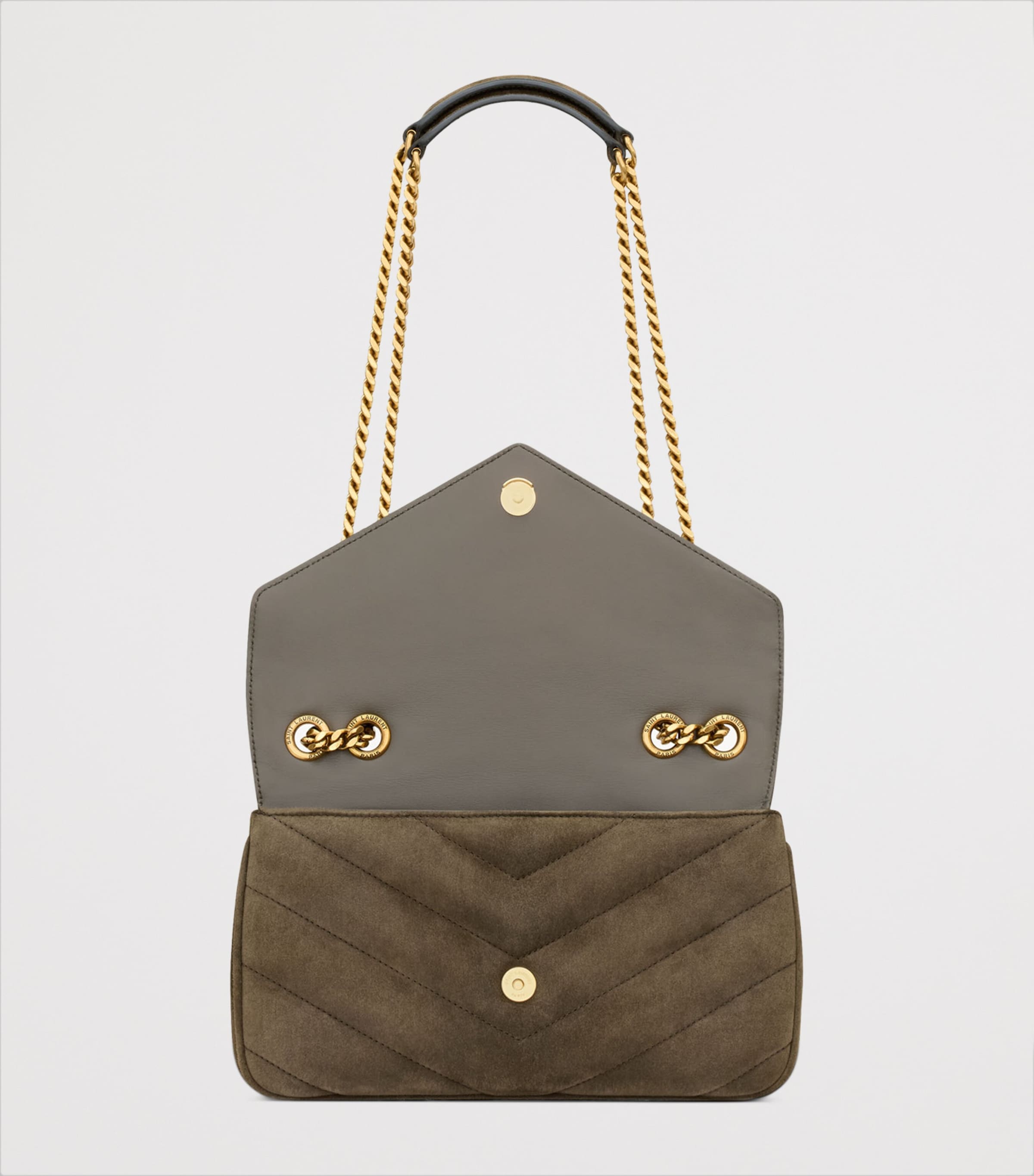 Saint Laurent Kleine Loulou Schultertasche aus gepolstertem Wildleder, importiert aus dem Vereinigten Königreich