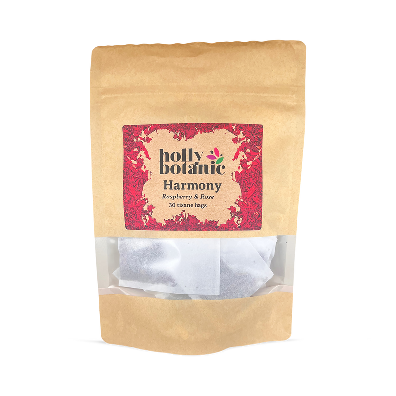 Holly Botanic tisane Raspberry & Rose 30 tea bags, imported from the UK