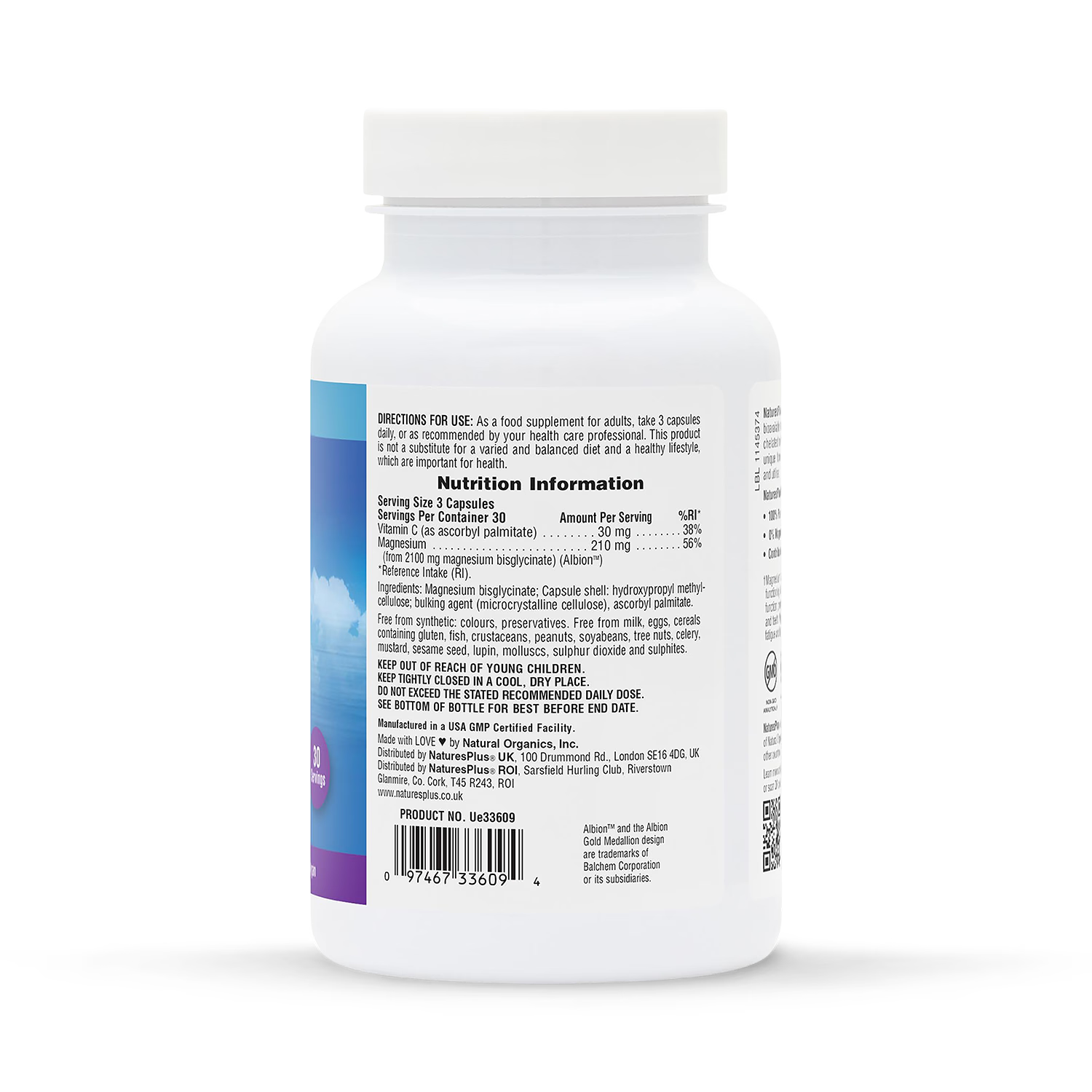 NaturesPlus Magnesium Bisglycinate capsules 90 count (British brand)
