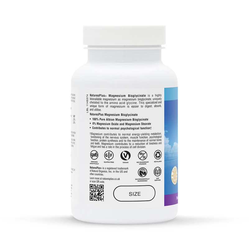 NaturesPlus Magnesium Bisglycinate capsules 90 count (British brand)