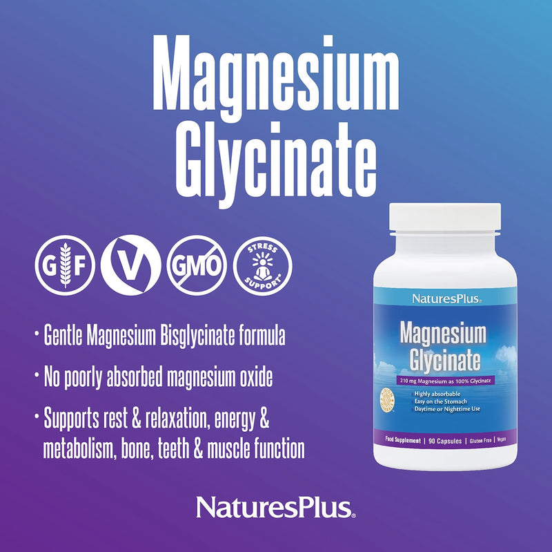 NaturesPlus Magnesium Bisglycinate capsules 90 count (British brand)
