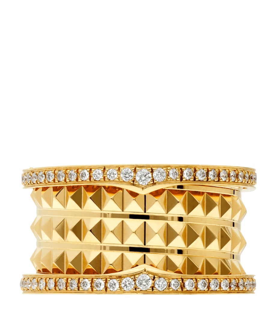 Bvlgari B.zero1 four-band ring in yellow gold with diamonds (British brand)