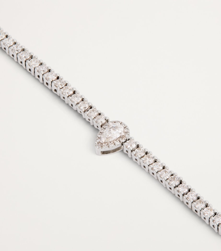 Persée white gold diamond pear tennis necklace, imported from the UK