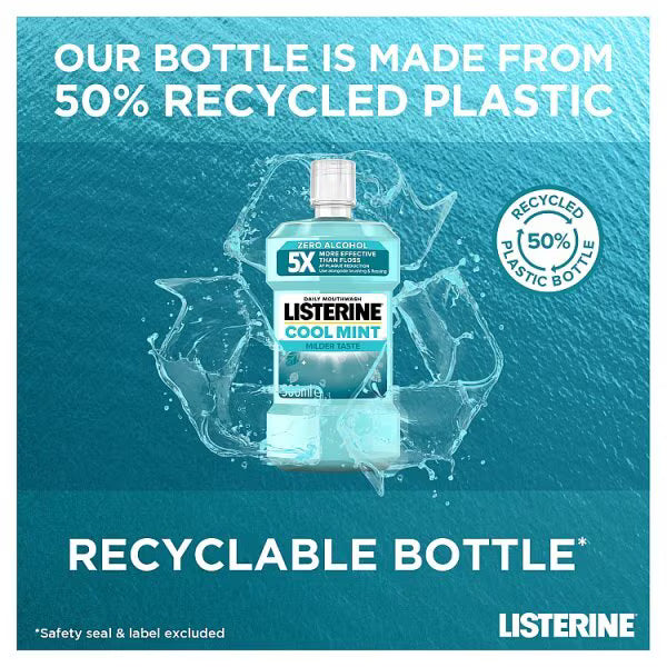 Listerine zero alcohol cool mint mouthwash 500ml, UK version